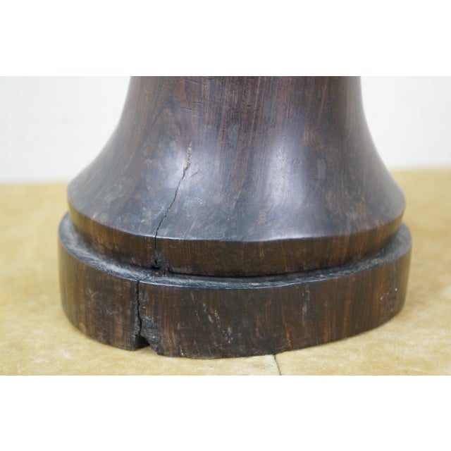 Vintage African Folk Art Carved Blackwood Tribal Warrior Head Bust Sculpture 18" For Sale - Image 12 of 14