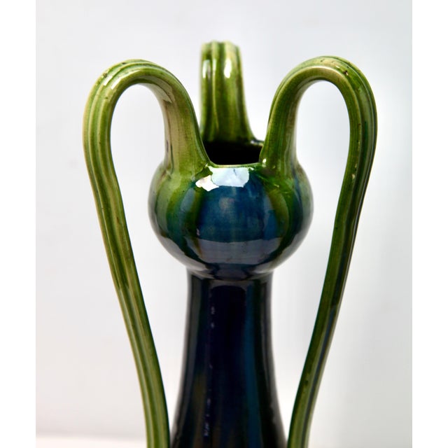 Art Nouveau Blue & Green Vase For Sale - Image 6 of 7