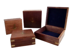 Birch Boxes With Brass Details - Set of 4