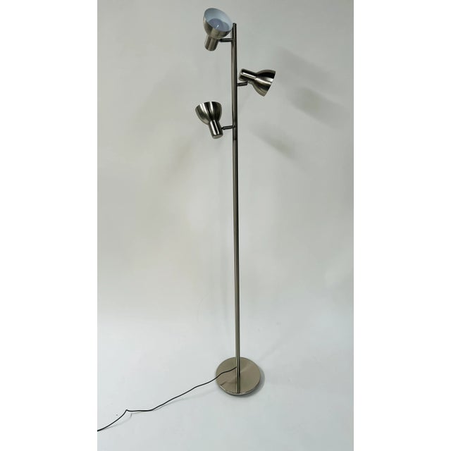 Modern Three Light Adjustable Chrome Floor Lamp For Sale - Image 9 of 9