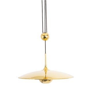 Adjustable Counterweight Brass Pendant Lamp by Florian Schulz, 1970s For Sale