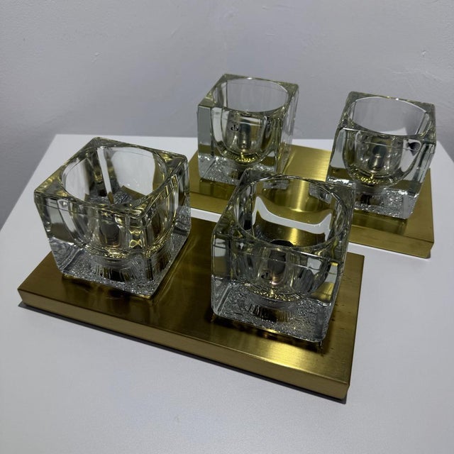 Vintage Wall Lamps in Ice Glass and Brass from Peill & Putzler, 1970s, Set of 2 For Sale - Image 10 of 18