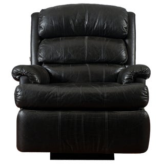 Reclining Black Leather Armchair For Sale
