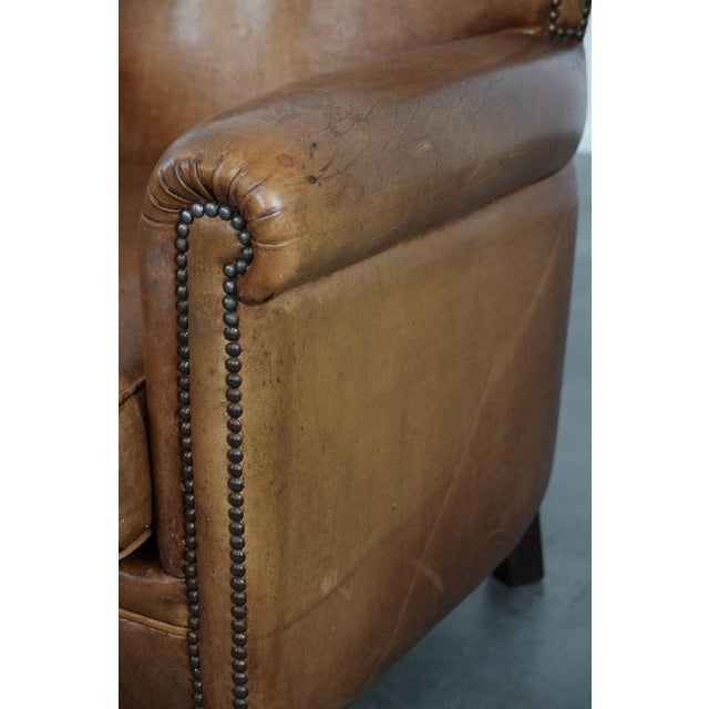 Vintage Brown Sheepskin Armchair For Sale - Image 12 of 14