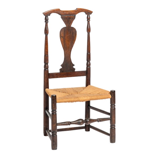 Late 19th Century Queen Anne Style Rush Seat Chair For Sale