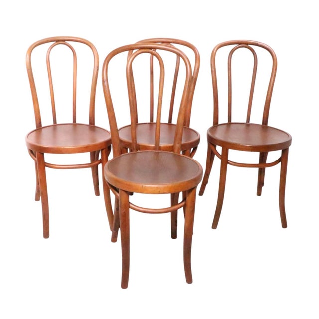 Early 20th Century Set of Four Vienna Secessionist Style Thonet Bentwood Cafe Bistro Dining Chairs For Sale - Image 9 of 13