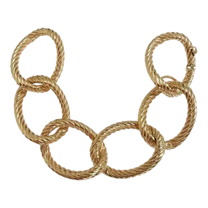 Yellow Gold Oval Spiral Link Bracelet