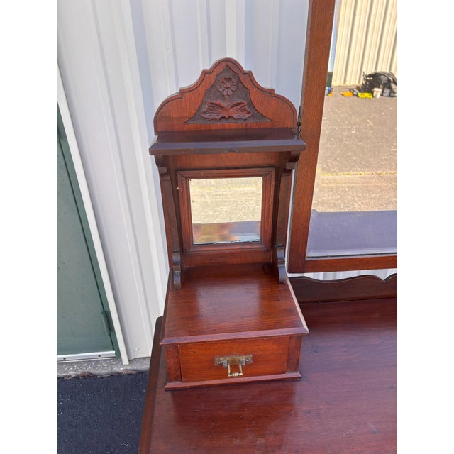 Wood Early 1900's Victorian Eastlake Mahogany Ladies Dresser Vanity For Sale - Image 7 of 12