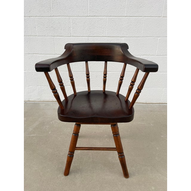 Vintage Windsor Inspired Pub Style Captain’s Chair For Sale - Image 15 of 15