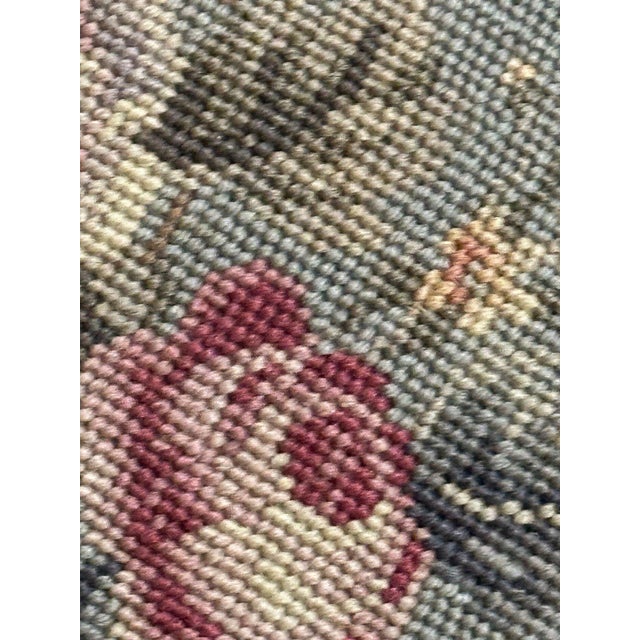 Late 20th Century A Pair of Vintage Poufs Foot Stools Needlepoint Embroidery French Design For Sale - Image 5 of 8
