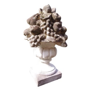 Mid-Century Cast Stone Fruit Basket, 1960s For Sale