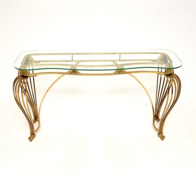 Vintage Italian Brass and Glass Console Table, 1960s For Sale - Image 12 of 12