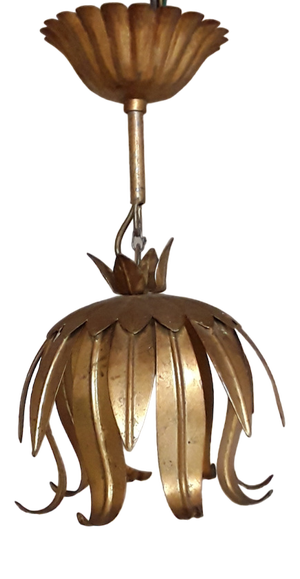 Vintage Ceiling Lamp in the Shape of Fluid in Gold-Colored Metal Painted Metal, 1970s