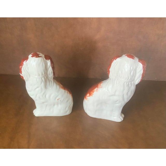 Victorian Late 19th Century Pair English Staffordshire Victorian Era Dog Figurines For Sale - Image 3 of 6