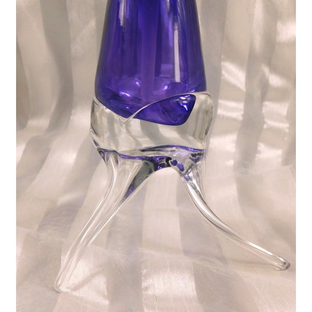 Very Unusual Footed Purple Art Glass Perfume Bottle For Sale - Image 4 of 7