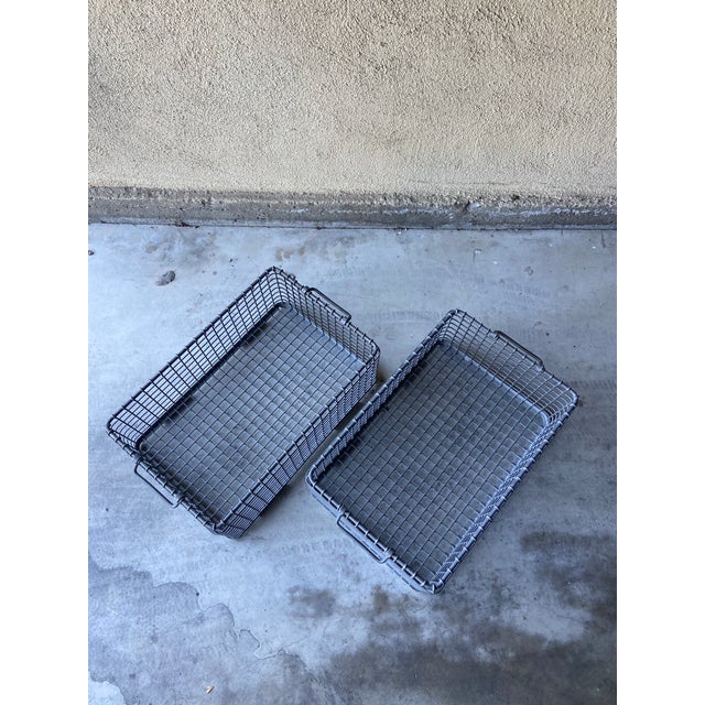 Industrial Vintage Iron Stacking Crates - Set of 2 For Sale - Image 3 of 12