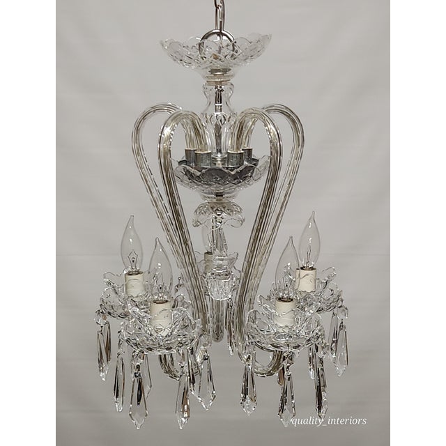 Vintage Waterford Fleur De Lis S Curved Cut Crystal 5 Arm 5 Light Chandelier For Sale - Image 12 of 12