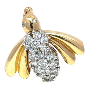 14k Yellow Gold 0.6ctw Diamond Studded Bee Brooch