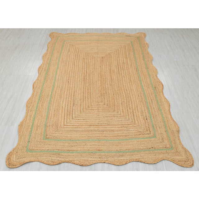Olive Natural Jute Wave Scallop Rug 3x5 Ft. For Sale - Image 10 of 12
