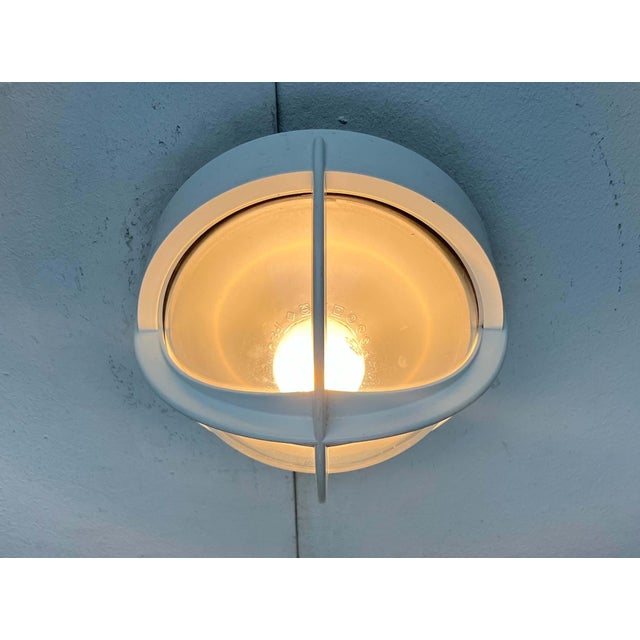Mid-Century Modern Danish Pirat Mini White Outdoor Wall Lamp by Eva and Nils Koppel, Gert Edstrand for Nordisk Solar, 1960s For Sale - Image 12 of 18