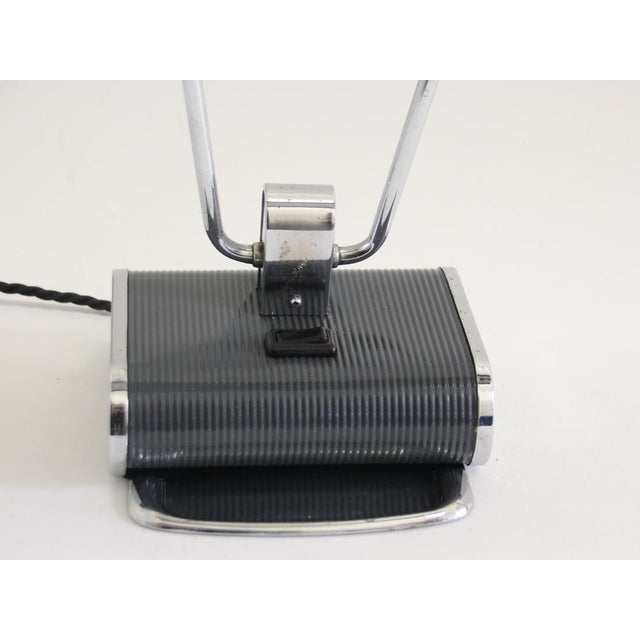 Art Deco French Anthracite Gray and Chrome Table Lamp by Eileen Gray for Jumo, 1940s For Sale - Image 10 of 17