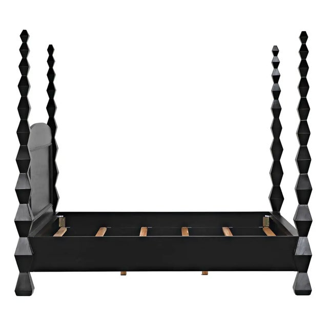 Mid-Century Modern NOIR Brancusi Bed, Eastern King, Hand Rubbed Black For Sale - Image 3 of 5