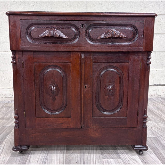 Antique Victorian Eastlake Style Walnut Cupboard Washstand Nightstand For Sale - Image 10 of 11