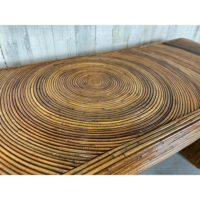 Wood Pencil Reed Console Table in the Style of Gabriella Crespi For Sale - Image 7 of 13