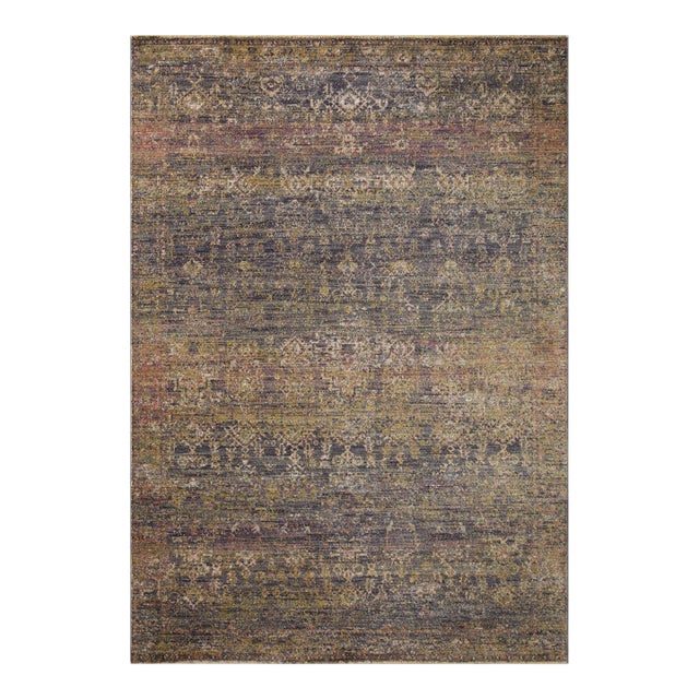 Jean Stoffer x Loloi Bradbury Ink / Multi 3'-7" x 5'-7" Accent Rug For Sale