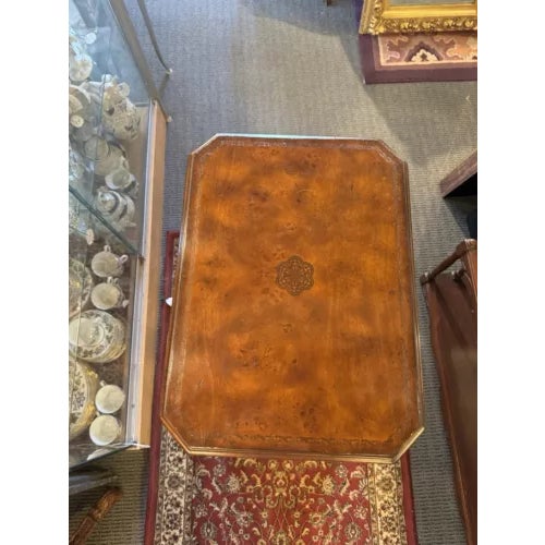 Traditional 1990s Vintage Maitland Smith Single Drawer Table With Side Pullout Shelves For Sale - Image 3 of 11