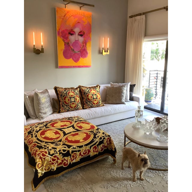 1990s Vintage Lion and Urn Versace Velvet Pillows - Set of 4 For Sale - Image 9 of 12