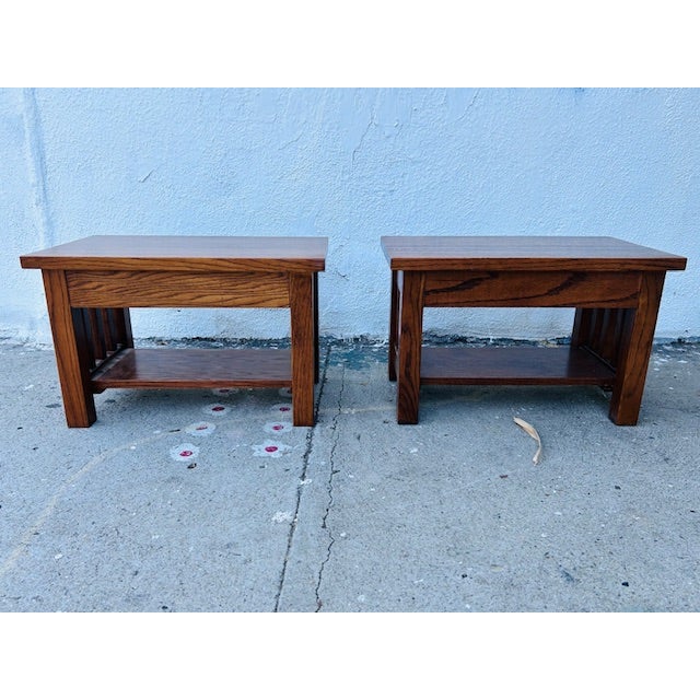 California Mission Style Low Single Drawer Night Stands a Pair For Sale - Image 11 of 11