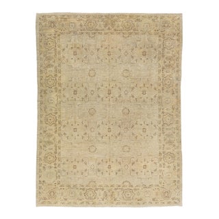 Modern Indian Wool Rug Handmade in Neutral Tones With Allover Pattern For Sale