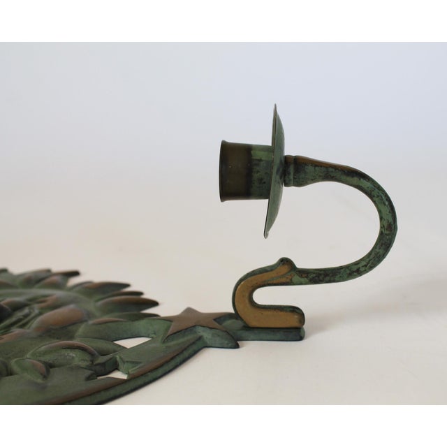 Vintage Brass Sun, Moon & Stars Candle Wall Sconces For Sale - Image 12 of 14