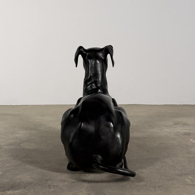 Ebony Art Deco Style Bronze Greyhound Sculpture, Whippet Dog Figure - 39” Long For Sale - Image 8 of 11