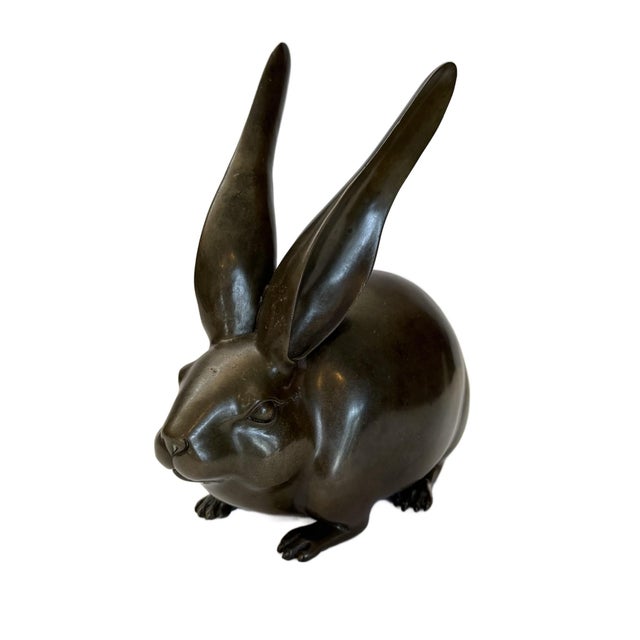 Metal Vintage Bronze Hare For Sale - Image 7 of 12
