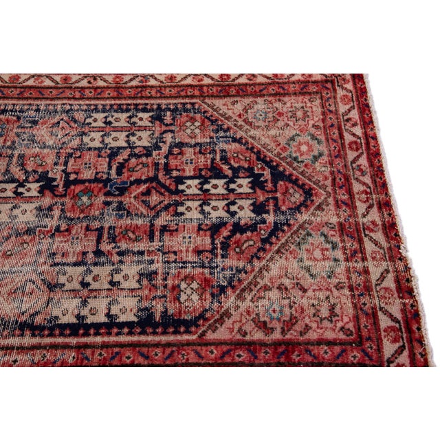 Vintage Malayer Handmade Distressed Rust Wool Runner For Sale - Image 4 of 9