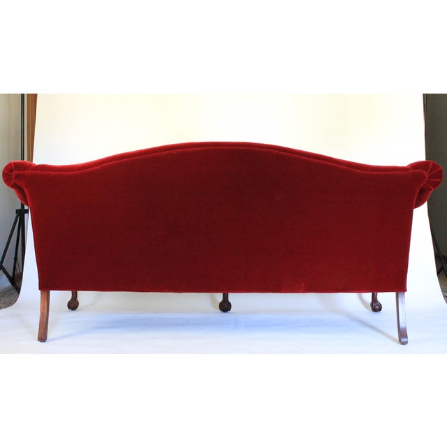 Red Velvet Camelback Sofa Chairish