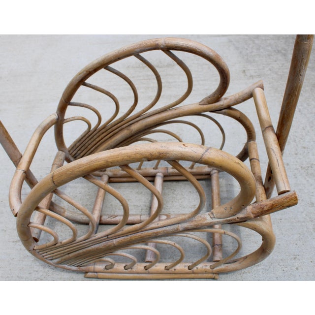 Wood Large Vintage Rattan Basket With Handle For Sale - Image 7 of 10