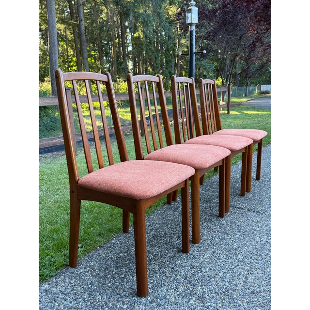 1980s 1980s Koda Woodcraft Danish Modern Teak Slat Back Side Dining Chairs -4 For Sale - Image 5 of 8