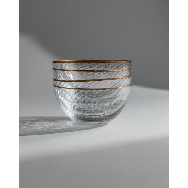 Vintage Glass Bowls with Gilt Rims, 1970s, Set of 5 For Sale - Image 3 of 11