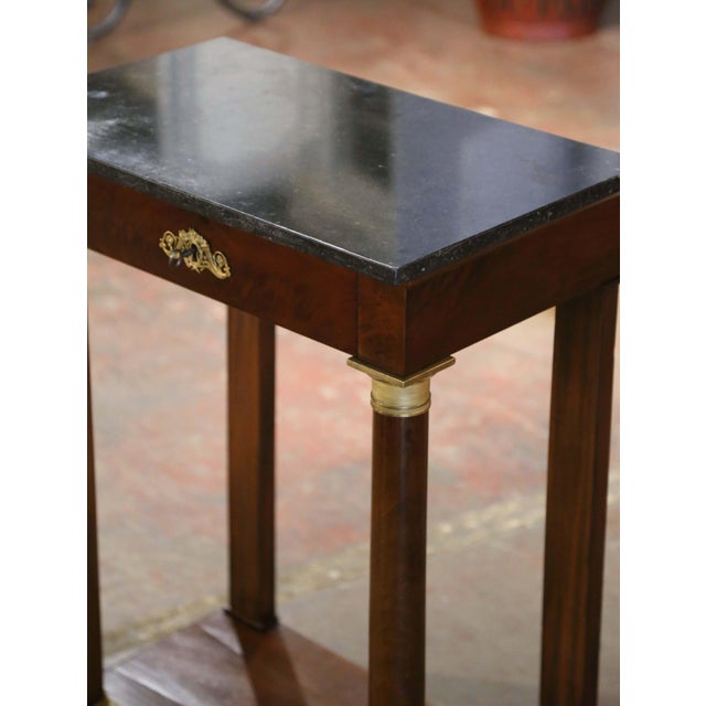 Late 19th Century 19th Century French Empire Marble Top Mahogany Console Table With Drawer For Sale - Image 5 of 12
