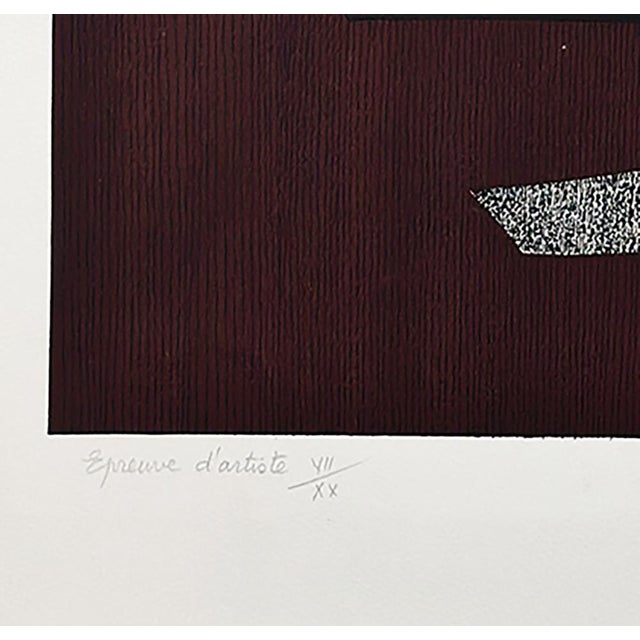 Mid-Century Modern Mid 20th Century Mid Century French Abstract Serigraph, Signed by Artist Pol Gachon With Mat For Sale - Image 3 of 3