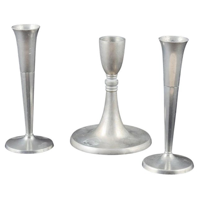 Pewter Candlesticks from Just Andersen and Selangor, 1930s, Set of 3 For Sale - Image 6 of 6