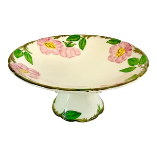 Mid-Century Americana Boho Chic Franciscan Desert Rose Pedestal Compote. For Sale