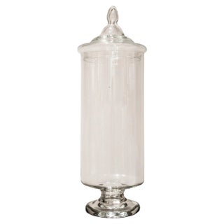 Vintage Glass Apothecary Vase with Lid, Italy, 1950 For Sale