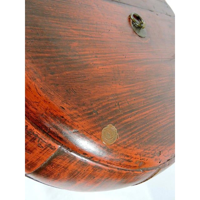 Wood Large Antique Chinese Round Elm Wood Banded Rustic Storage Box / Container With Antiquities Seal For Sale - Image 7 of 9