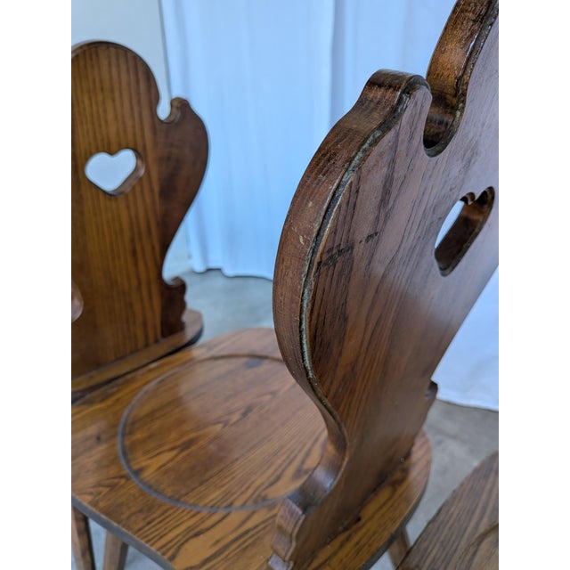 Farmhouse Tyrolean Chairs with Heart Cutout Back, 1970s, Set of 6 For Sale - Image 11 of 18