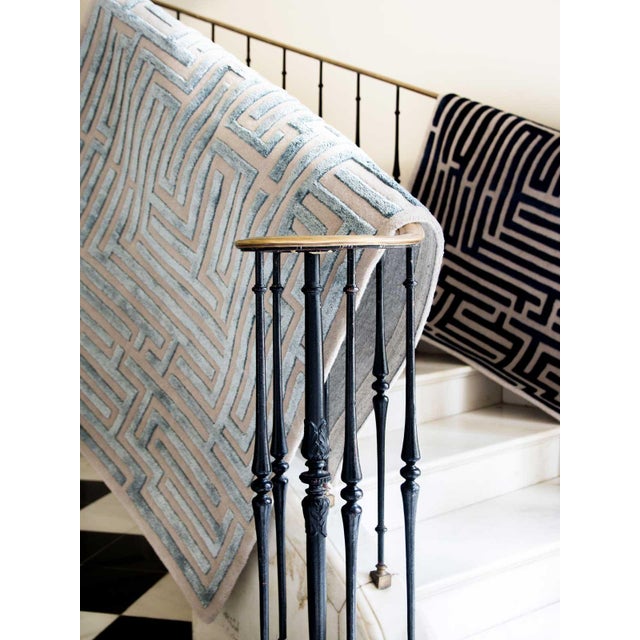 Anatolia Hand-Tufted Maze Rug, Sky Blue, 4x6 For Sale - Image 4 of 5