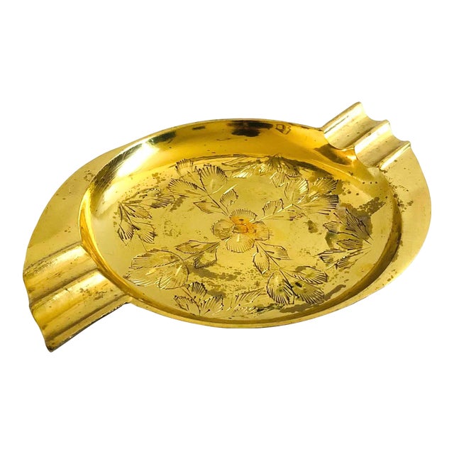 Etched Brass Ashtray For Sale
